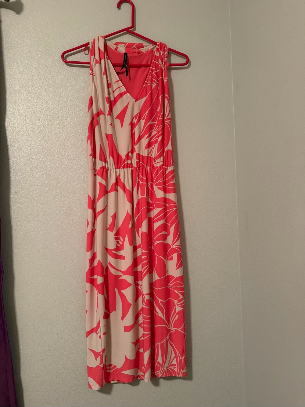 Marc New York Coral and Cream Floral V-Neck Maxi Dress
